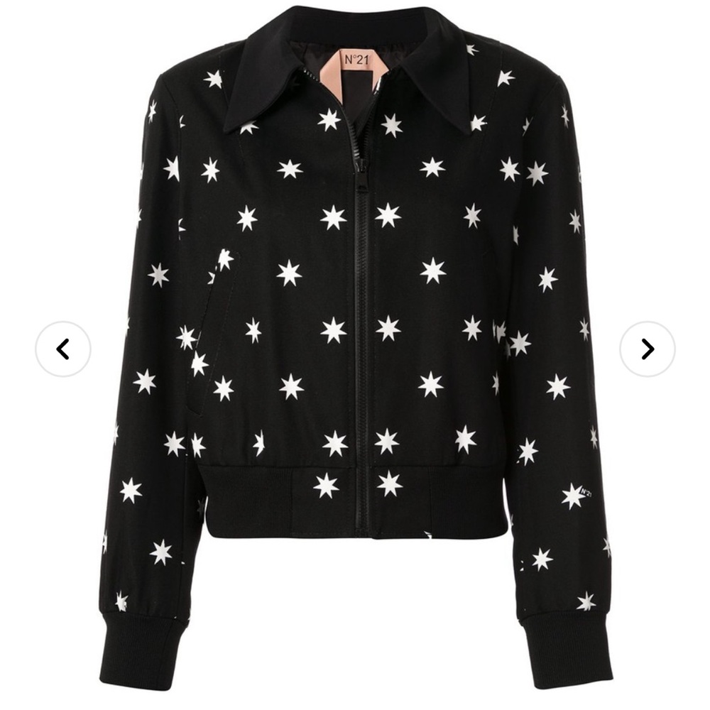 No. 21 Numeroventuno Black Star Print Bomber Jacket